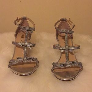 Very elegant silver strappy heels